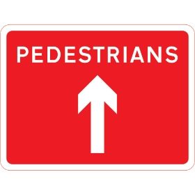 600 x 450mm Pedestrians Ahead - Black Plastic Sign