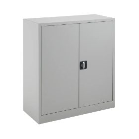 Metal Double Door Stationery Cupboard - Grey
