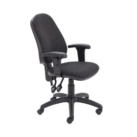 High Back Operator Chair c/w T-Arms - Charcoal
