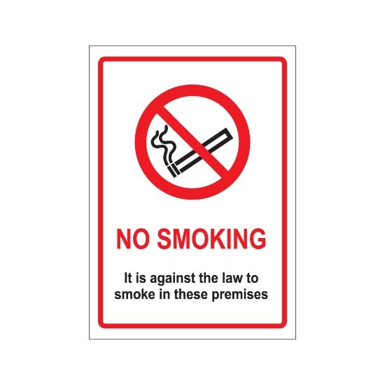 No Smoking Law 210mm x 148mm - 1mm Rigid Plastic Sign