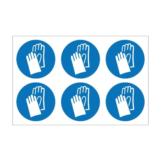 Protective Gloves - 100mm Diameter Self Adhesive Vinyl Sign - Pack of 30