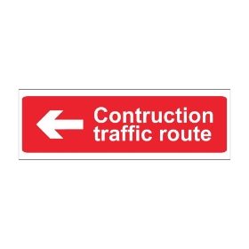 Construction traffic route arrow left 600mm x 200mm