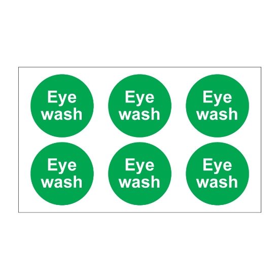 Eye wash sticker, 50mm x 50mm, Self Adhesive Vinyl - from Tiger Supplies Ltd - 565-04-53