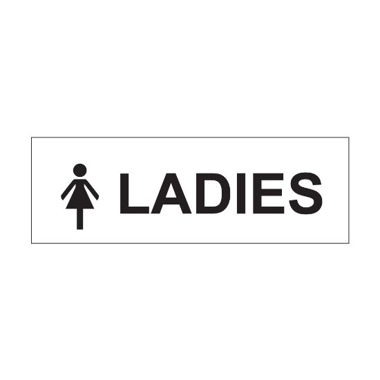 Ladies sign, 300 x 100mm, 1mm Rigid Plastic - from Tiger Supplies Ltd - 560-04-30