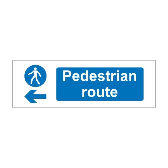 Pedestrian Route Arrow Left 600mm x 200mm - 1mm Rigid Plastic Sign