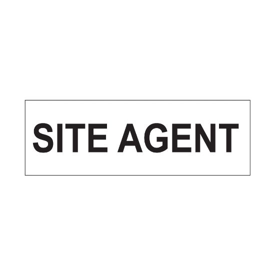 Site agent sign, 300 x 100mm, 1mm Rigid Plastic - from Tiger Supplies Ltd - 560-04-40