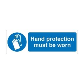 Hand protection must be worn 600mm x 200mm