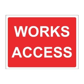 Works access sign, 600mm x 450mm, Zintec - from Tiger Supplies Ltd - 575-05-31