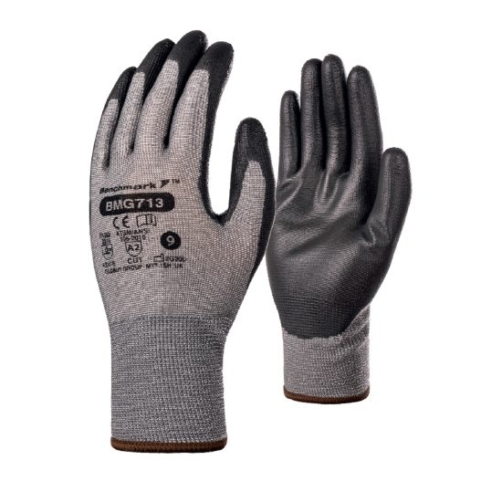 Benchmark PU Coated Cut Level B Glove - Grey/Black