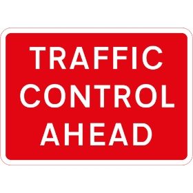 1050 x 750mm Traffic Control Ahead - Black Plastic Sign