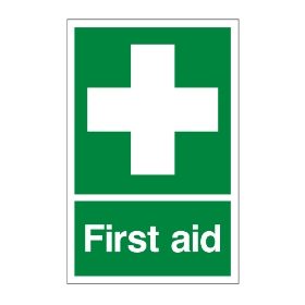 First aid sign, 200 x 300mm, 1mm Rigid Plastic - from Tiger Supplies Ltd - 500-01-26