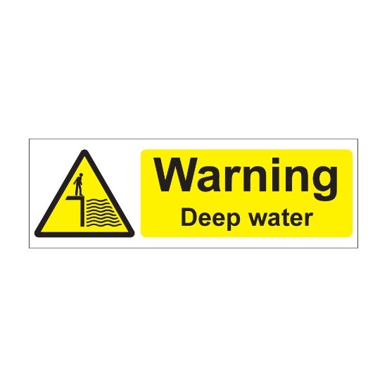 Warning Deep Water 600mm x 200mm - 1mm Rigid Plastic Sign