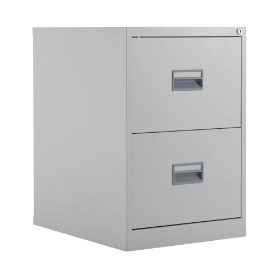 Metal - 2 Drawer Filing Cabinet - Grey