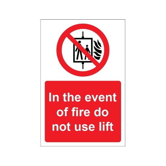 In the event of fire do not use lift-1mm-pvc