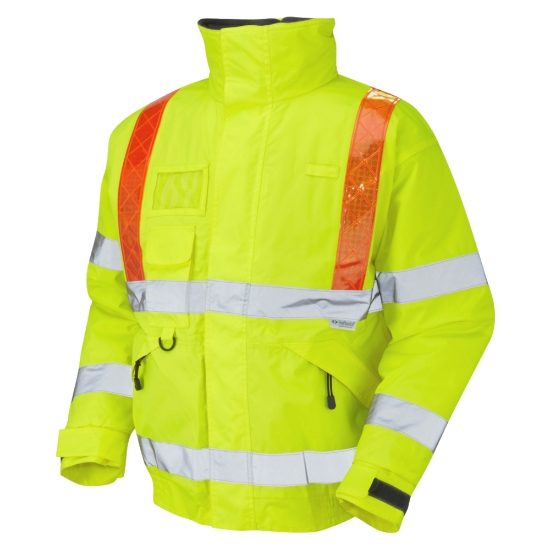 Hi Vis Bomber Jacket - Yellow With Red Braces