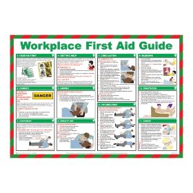 Workplace first aid guide Poster, 560 x 400mm, Laminated - from Tiger Supplies Ltd - 550-03-82
