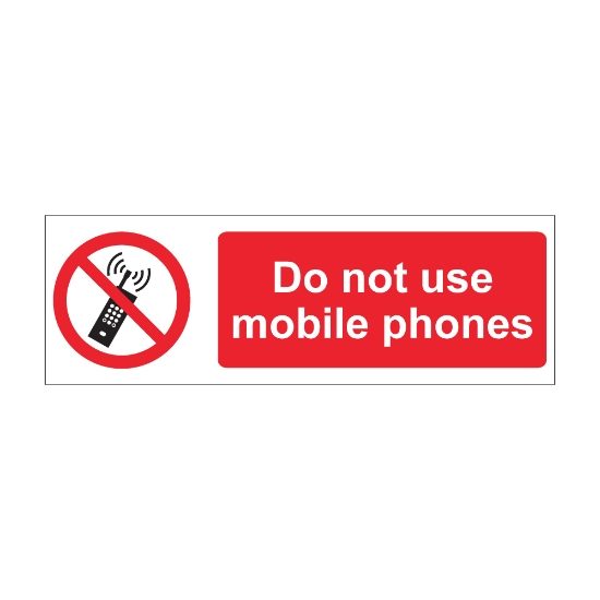 Do Not Use Mobile Phones 600mm x 200mm - 1mm Rigid Plastic Sign