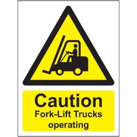 Caution Fork Lift Trucks Operating 300mm x 400mm 